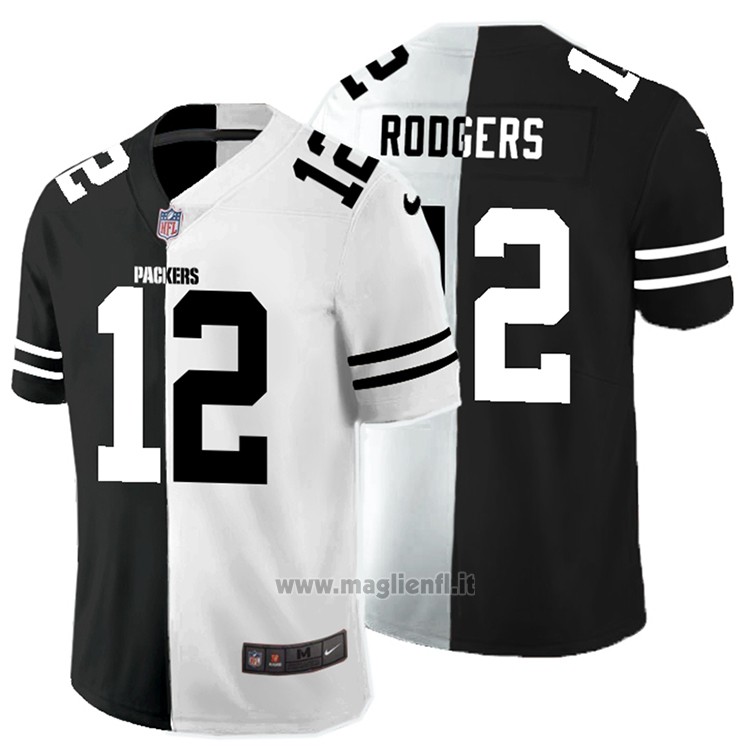 Maglia NFL Limited Green Bay Packers Rodgers Black White Split